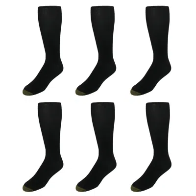 Gold Toe Men's Metropolitan Moisture Control Otc Socks (pack Of 6) In Black
