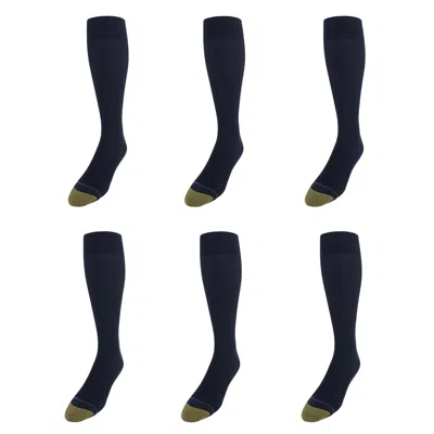 Gold Toe Men's Metropolitan Moisture Control Otc Socks (pack Of 6) In Blue