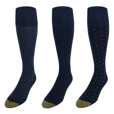 Gold Toe Men's Over The Calf Moisture Control Fashion Socks (pack Of 3) In Multi