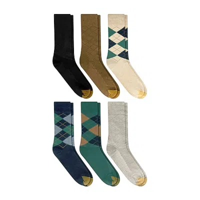 Gold Toe Mens 6 Pair Crew Socks In Blue