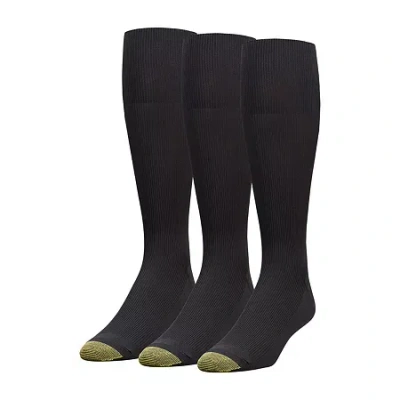 Gold Toe Metropolitan Dress Mens 3 Pair Over The Calf Socks In Black