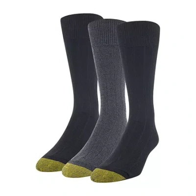 Gold Toe Nantucket Dress Mens 3 Pair Crew Socks In Gray
