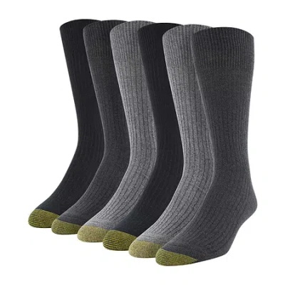 Gold Toe Stanton Mens 6 Pair Crew Socks In Gray