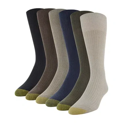 Gold Toe Stanton Mens 6 Pair Crew Socks In Multi