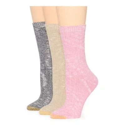 Gold Toe Super Soft Womens 3 Pair Crew Socks In Pink