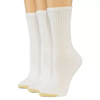 Gold Toe Ultra Tec Womens 3 Pair Crew Socks In White