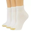 Gold Toe Ultra Tec Womens Multi-pack 3 Pair Quarter Ankle Socks In White