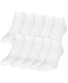 Gold Toe Women's 10-pack Casual Cushion Heel And Toe Ankle Socks In White