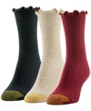 Gold Toe Women's 3-pack Sparkle Lettuce Edge Midi Crew Socks In Multi