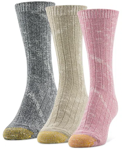 Gold Toe Women's 3-pk. Supersoft Slub Crew Socks Gtdl0163r03 In Multi