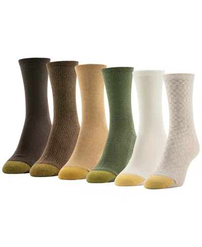 Gold Toe Women's 6-pack Check Texture Midi Socks In Multi