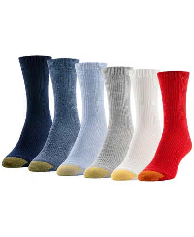 Gold Toe Women's Americana Rib Nep Midi Socks, 6-pack In Multi