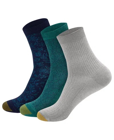 Gold Toe Women's Botanical Ribbed Reinforced-toe Midi Socks, 3-pack In Multi