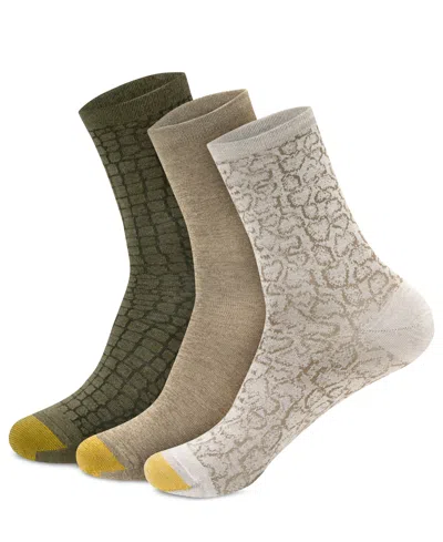 Gold Toe Women's Classic Convertible Short Crew Socks, 3-pack In Multi