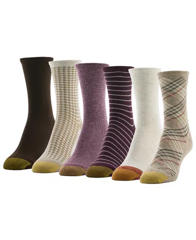 Gold Toe Women's Moisture-wicking Convertible Short Crew Socks, 6-pack In Multi