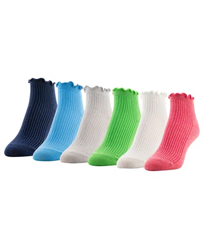 Gold Toe Women's Rib Lettuce Edge Quarter Socks, 6-pack In Multi