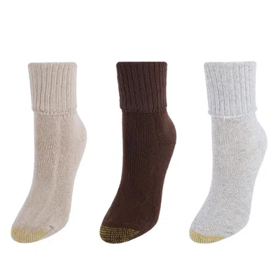 Gold Toe Women's Turn Cuff Bermuda Socks (3 Pair Pack) In Multi