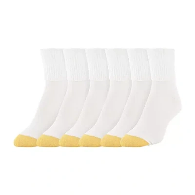 Gold Toe Womens 6 Pair Plus Tall Turncuff Socks In White
