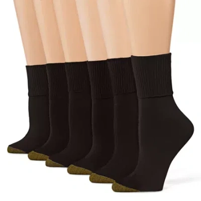 Gold Toe Womens 6 Pair Turncuff Socks In Black