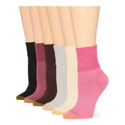 Gold Toe Womens 6 Pair Turncuff Socks In Pink