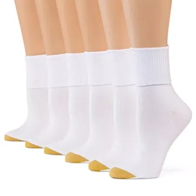 Gold Toe Womens 6 Pair Turncuff Socks In White