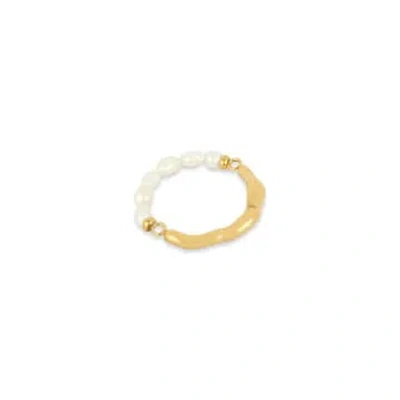 Gold Trip Asymmetric Pearl Boho Ring In Gold