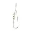 Gold Trip White Pearl Hearts Wristlet Phone Strap