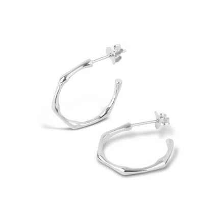 Gold Trip Women's Bamboo Hoop Earrings In Silver In Metallic