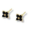 Gold Trip Women's Black / Gold Black Crystal Flower Studs In Gold In Black