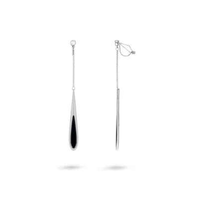 Gold Trip Women's Black / Silver Black & Silver Modern Drop Clip On Earrings In Metallic