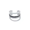 Gold Trip Women's Black / Silver Black Crystal Double Ear Cuff In Silver In Metallic