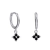 Gold Trip Women's Black / Silver Black Crystal Flower Huggie Hoops In Silver In Metallic