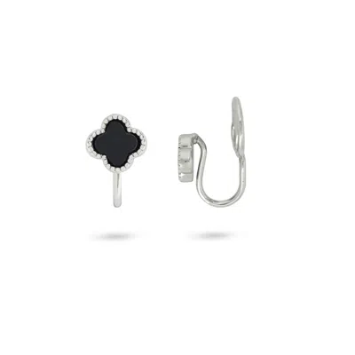 Gold Trip Women's Black / Silver Black Mini Clover Clip On Earrings