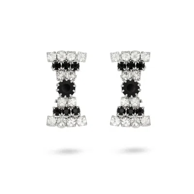 Gold Trip Women's Black / White / Silver Vintage Black Crystal Bow Clip-on Earrings