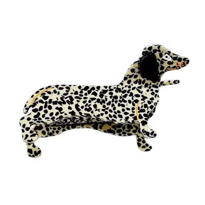 Gold Trip Women's Black / White Spotty Dachshund Claw Clip