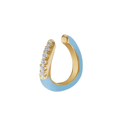 Gold Trip Women's Blue / Silver / Gold Blue Enamel Wave Ear Cuff In Gold In Multi