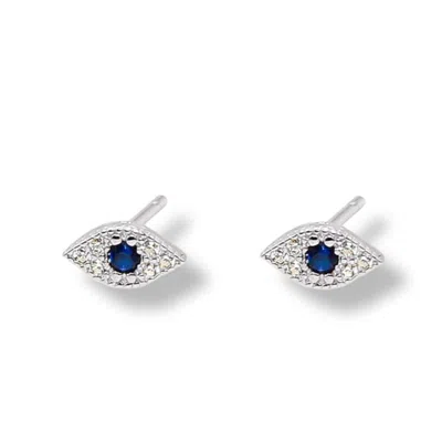 Gold Trip Women's Blue / Silver Lucky Evil Eye Stud Earrings In Blue/silver