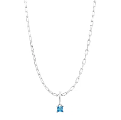 Gold Trip Women's Blue / Silver March Birthstone Necklace In Silver In Metallic
