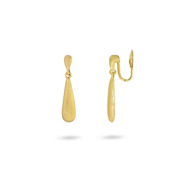 Gold Trip Women's Brushed Gold Drop Clip On Earrings