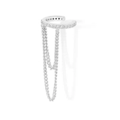 Gold Trip Women's Chain Drop Ear Cuff In Silver In Metallic