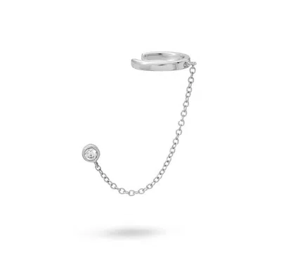 Gold Trip Women's Chain Link Ear Cuff Single Stud Earring In Silver In Metallic