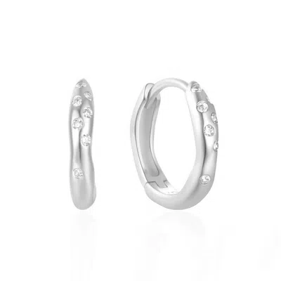 Gold Trip Women's Cosmic Huggie Hoops In Silver In Metallic