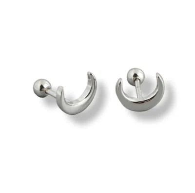 Gold Trip Women's Crescent Moon Barbell Earrings In Silver