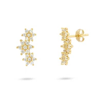 Gold Trip Women's Crystal Flower Ear Climbers In Gold