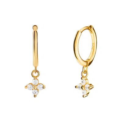 Gold Trip Women's Crystal Flower Huggie Hoops In Gold