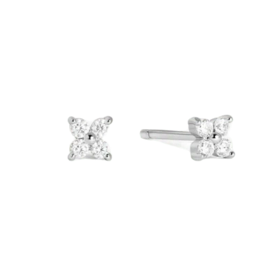 Gold Trip Women's Crystal Flower Studs In Silver In Metallic