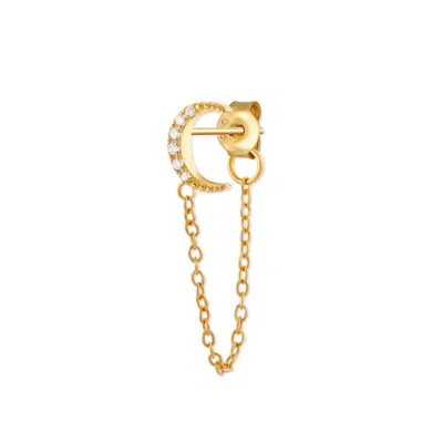 Gold Trip Women's Crystal Moon Chain Single Earring In Gold