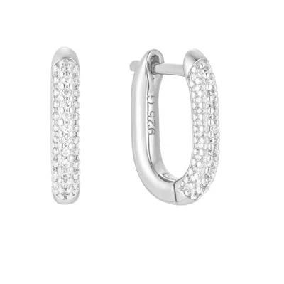 Gold Trip Women's Crystal U Hoop Earrings In Silver