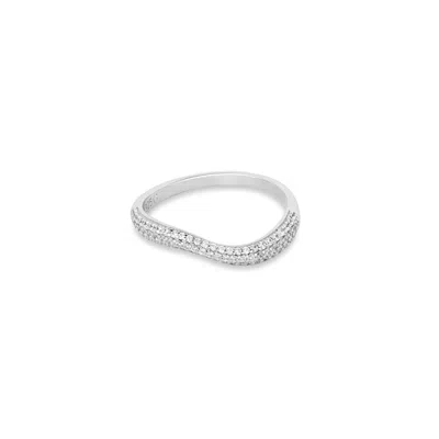Gold Trip Women's Crystal Wave Ring In Silver