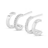 Gold Trip Women's Double Hoop Illusion Earrings In Silver In White